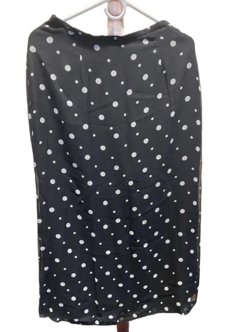 Talbots Polka Dat Black and White Maxi Skirt 100% Silk size 4
